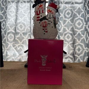 Pink Zebra Festive Snowman Family Accent